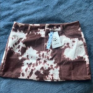 Cider Cow Print Mini Skirt
